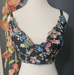 Costa Sol Ruffle Floral Bikini Top Plus Size 2X